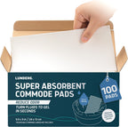 Lunderg Super Absorbent Commode Pads - Medical Grade Value Pack 100 Count - for Disposable Bedside Commode Liners, Adult Chairs, Portable Buckets & Camping Toilet Bags - Unscented