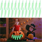 Tlswshsy 32 Pcs Halloween Glowing Pumpkin Teeth, Spooky Pumpkin Carved Fangs, Jack O Lantern Teeth for Halloween Party Carved Decorative Accessories School Handicraft DIY Activities