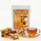 30 Turmeric Ginger Cinnamon Tea Bags, 100% Natural Ingredients Herbal Tea, Turmeric Ginger Herbal Blend for Wellness, Vegan, No Sugar, Caffeine-Free