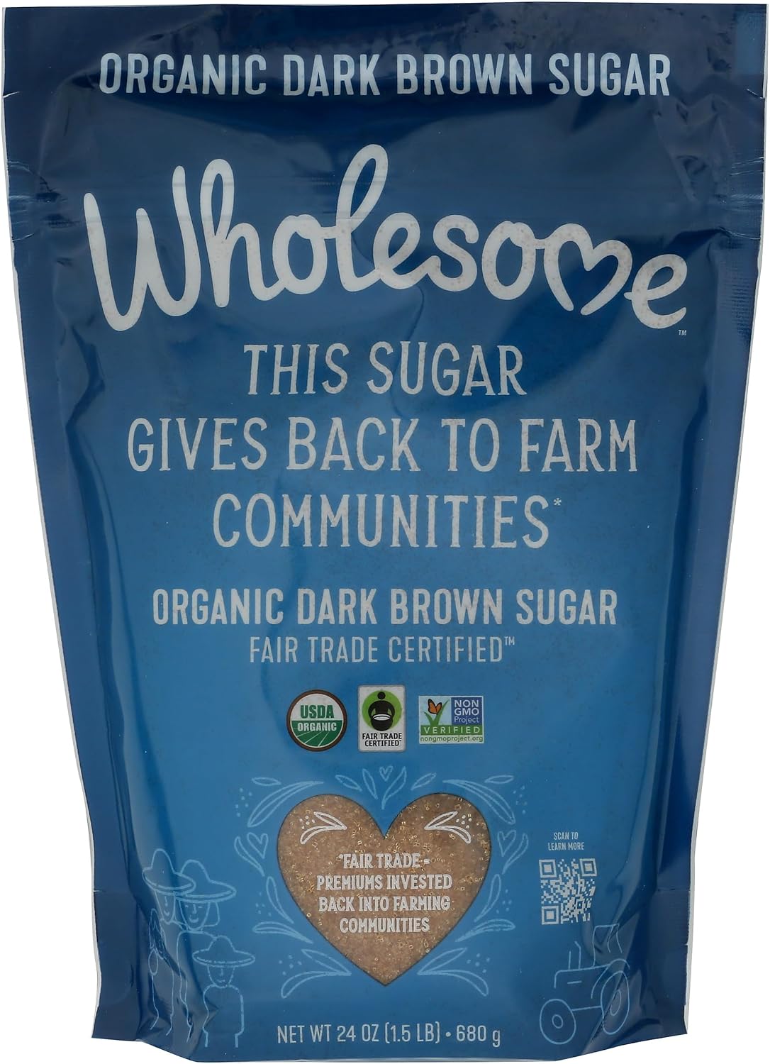 Wholesome Fair Trade Organic Dark Brown Sugar, 24oz, 1-Pack