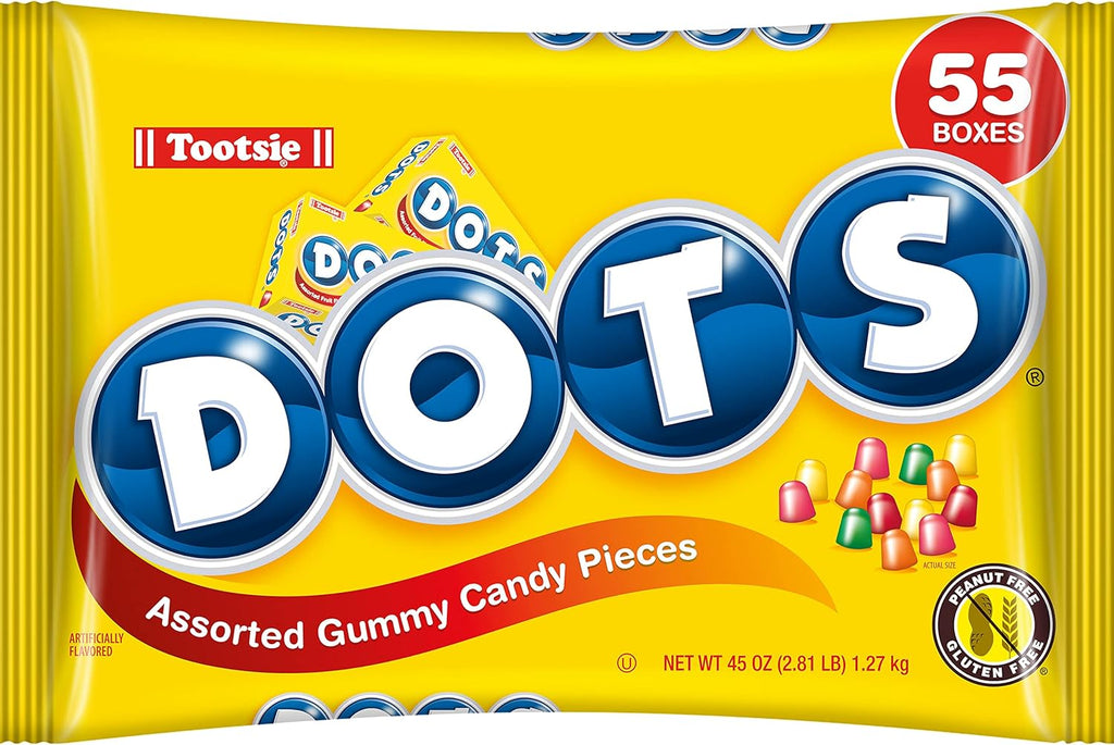 DOTS Individually Wrapped Candy - Original Gummy Candy 55 ct Mini Candy Boxes - Flavors Cherry, Lime, Orange, Lemon & Strawberry - Gluten Free, Kosher & Peanut Free Gumdrops