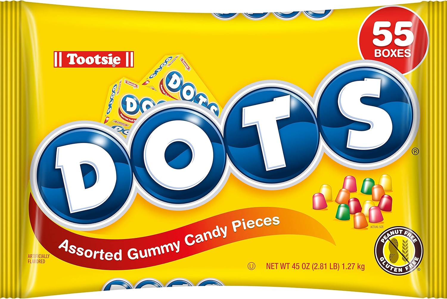 DOTS Individually Wrapped Candy - Original Gummy Candy 55 ct Mini Candy Boxes - Flavors Cherry, Lime, Orange, Lemon & Strawberry - Gluten Free, Kosher & Peanut Free Gumdrops