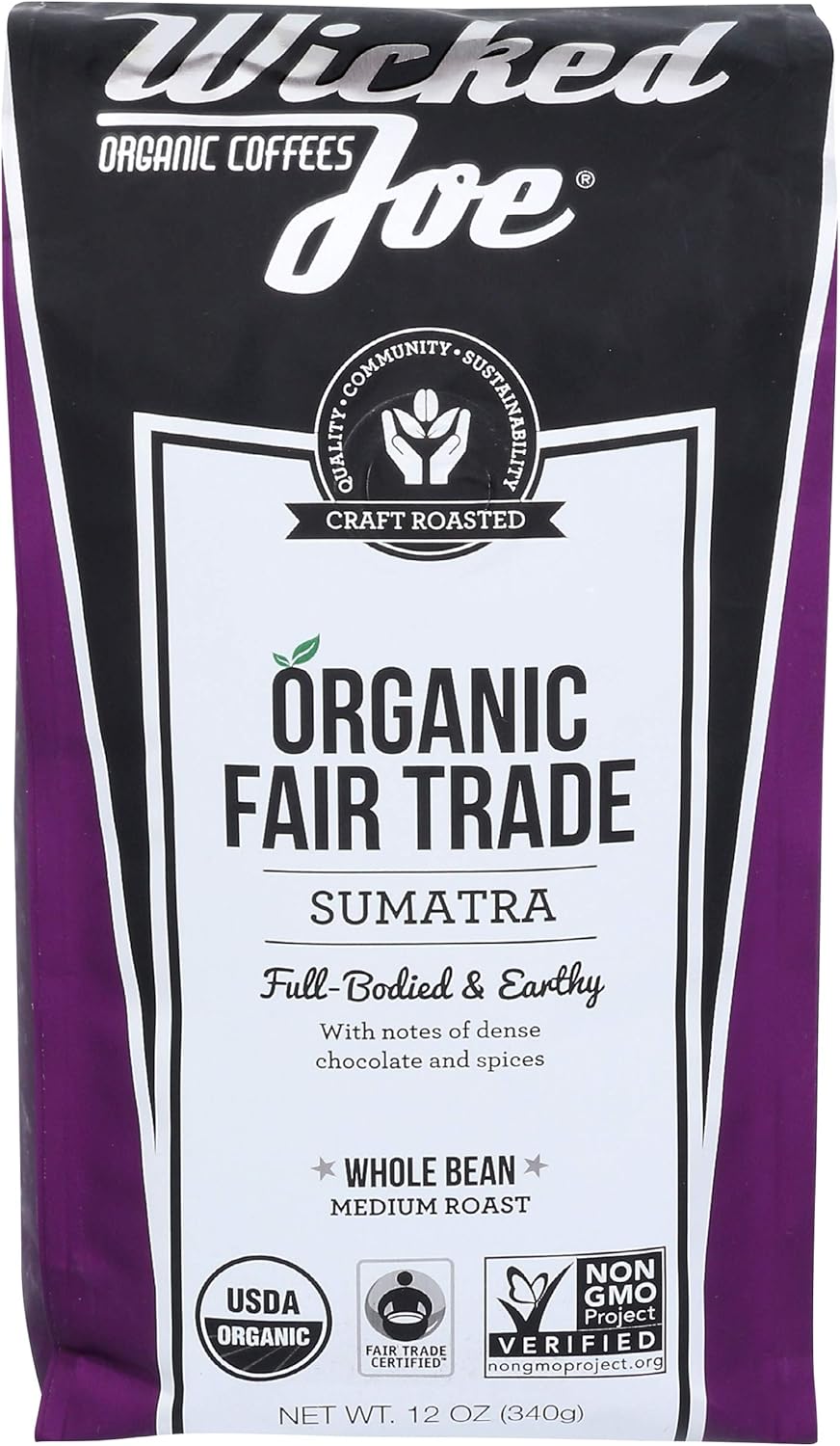Wicked Joe Coffee Sumatra Whole Bean, 12 oz, 0.88 Pound