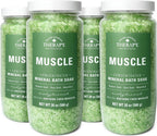 Village Naturals Therapy, Muscle Concentrated Mineral Bath Soak, Eucalyptus Mint Scent, 20 oz, Pack of 4