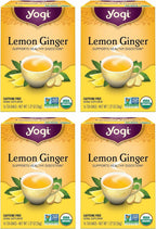 Yogi Tea Lemon Ginger - 16 Bags per Pack (4 Packs) - Organic Ginger Root Tea to Support Healthy Digestion - Includes Lemongrass, Lemon Flavor, Licorice Root, Lemon Peel & More
