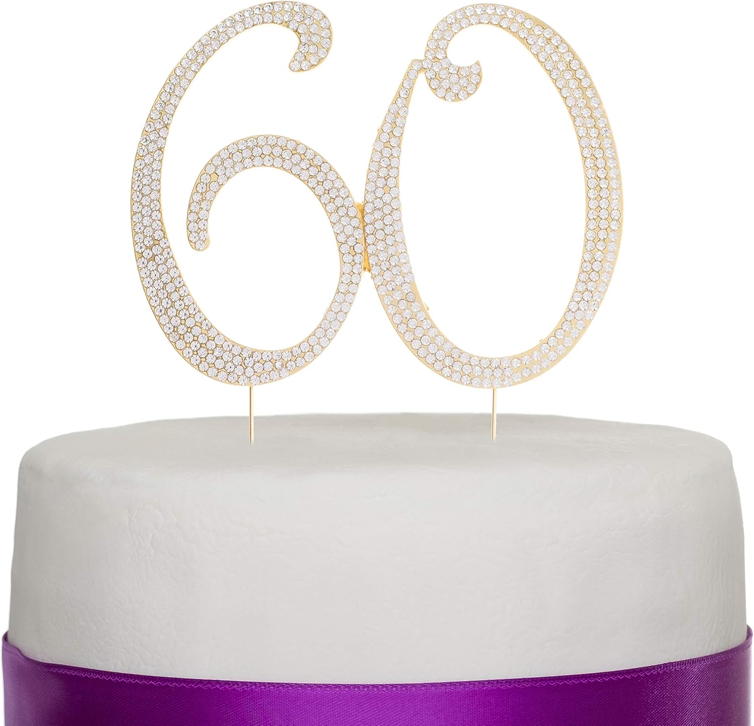 Ella Celebration 60 Cake Topper for 60th Birthday or Anniversary Gold Party Supplies & Decoration Ideas (Gold)