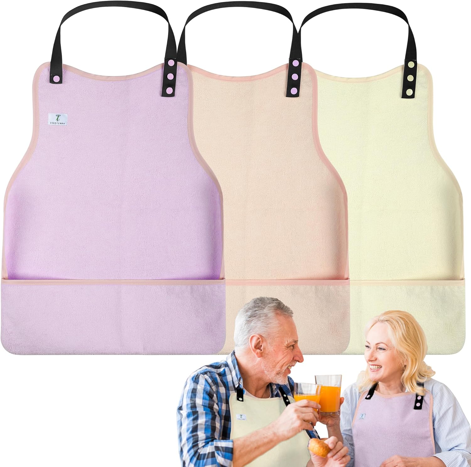 3Pack Adult Bibs with Crumb Catcher for Men,Eating Cloth for Adults,Clothing Protectors