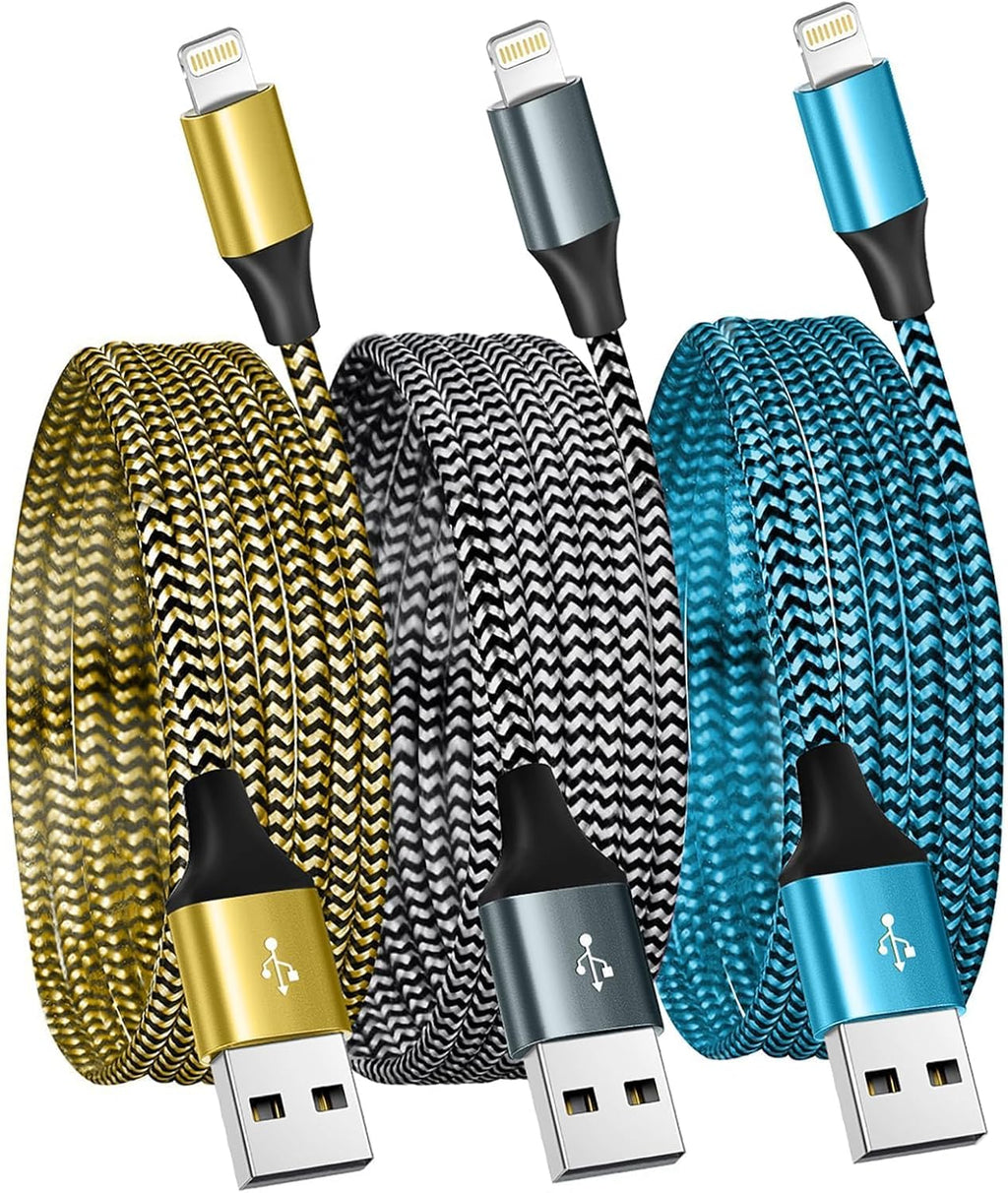 for iPhone Charger 3 Pack 6FT USB Lightning Cable MFi Certified Fast Charging Nylon Braided for iPhone Charger Cord Compatible with iPhone 14 Plus 14 pro max 13 12 11 XS X XR 8 Plus 7 6 SE 5s