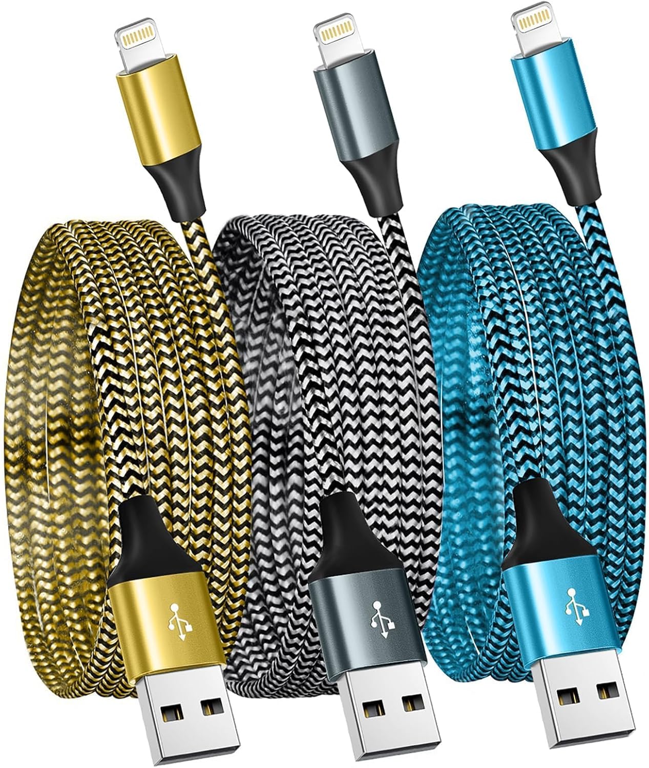 for iPhone Charger 3 Pack 6FT USB Lightning Cable MFi Certified Fast Charging Nylon Braided for iPhone Charger Cord Compatible with iPhone 14 Plus 14 pro max 13 12 11 XS X XR 8 Plus 7 6 SE 5s