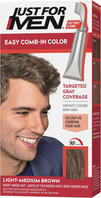 Just For Men Easy Comb-In Color Mens Hair Dye, Easy No Mix Application with Comb Applicator - Light-Medium Brown, A-30, Pack of 1