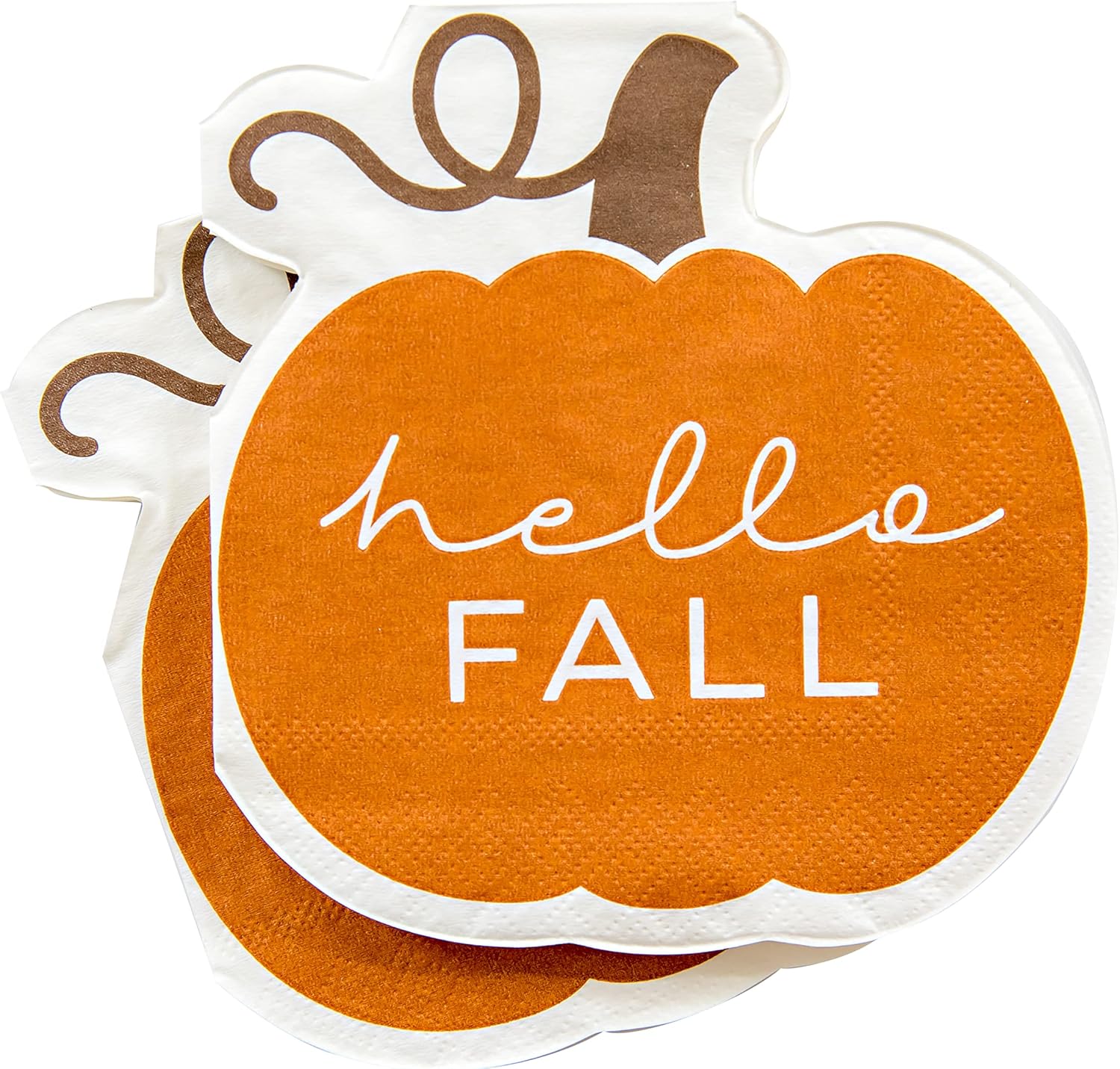 C.R. Gibson TW4-24063 Hello Fall Pumpkin Disposable Paper Cocktail Napkins for Thanksgiving and Halloween, Orange, 20pcs, 5" x 5"