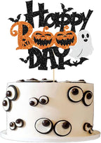 1Pcs Happy Boo Day Cake Topper - Glitter Little Boo Halloween Party Decoration - Spooky Bat Cake Pick for Ghost Halloween Theme Baby Shower Kids Birthday Party