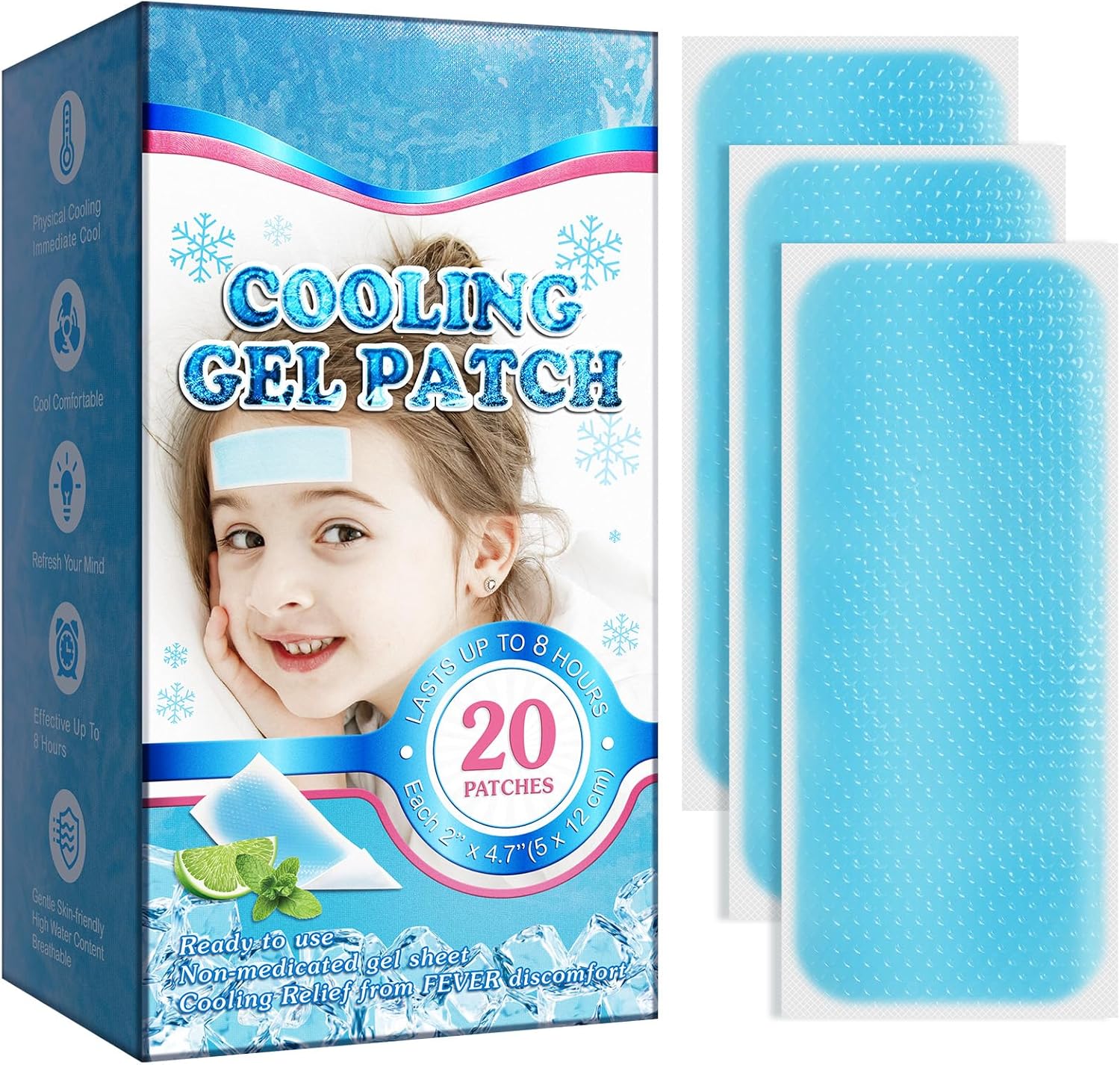 20 Sheets Fever Patches for Kids - Hot Weather Cooling Gel Patches for Adults - Headache Patches - Forehead Fever Cool Pads