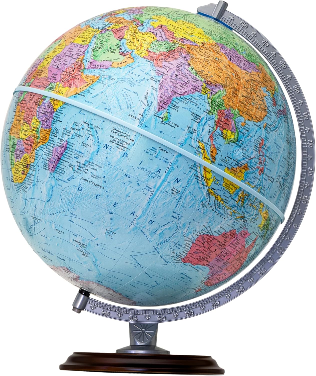Replogle Easy To Assemble Student - Educational Classic World globe, Blue Ocean, Raised Relief feature, including a bonus map, made in USA, 12"/30cm diameter. In minutes you will have this globe assembled and ready for use. (Ready To Assemble- Blue)