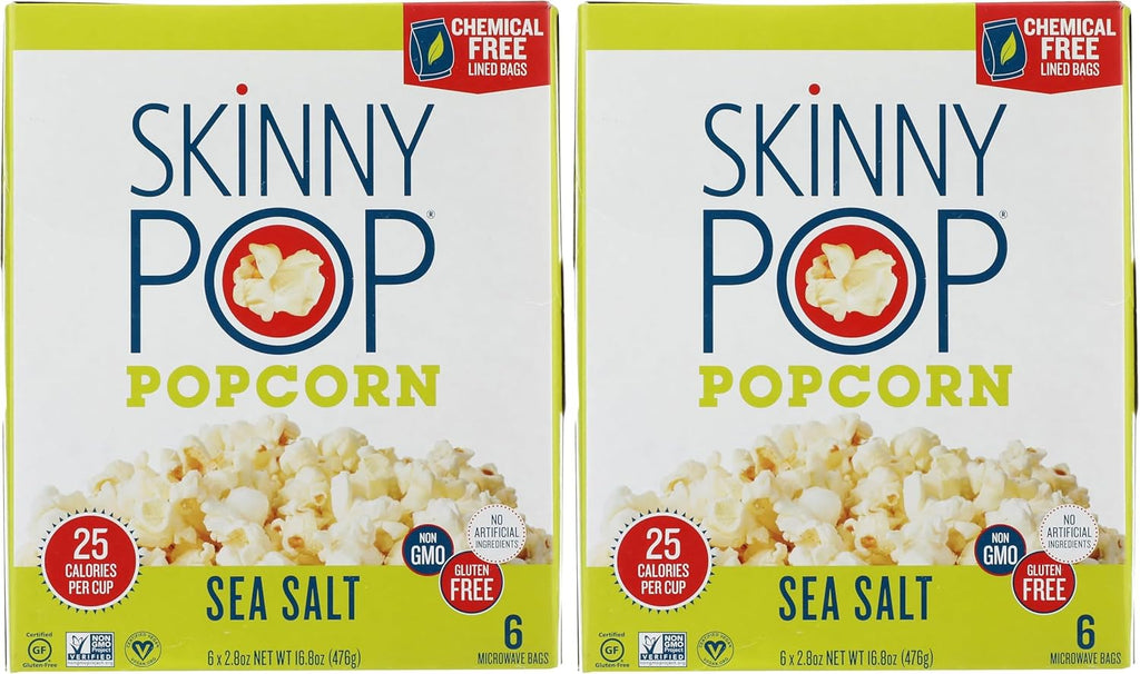 Skinny Pop Sea Salt Microwave Popcorn, 16.8 OZ (Pack of 2)