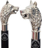 Humaira Nautical Wolf Head Brass Handle Walking Stick Design Vintage Victorian Walking Stick