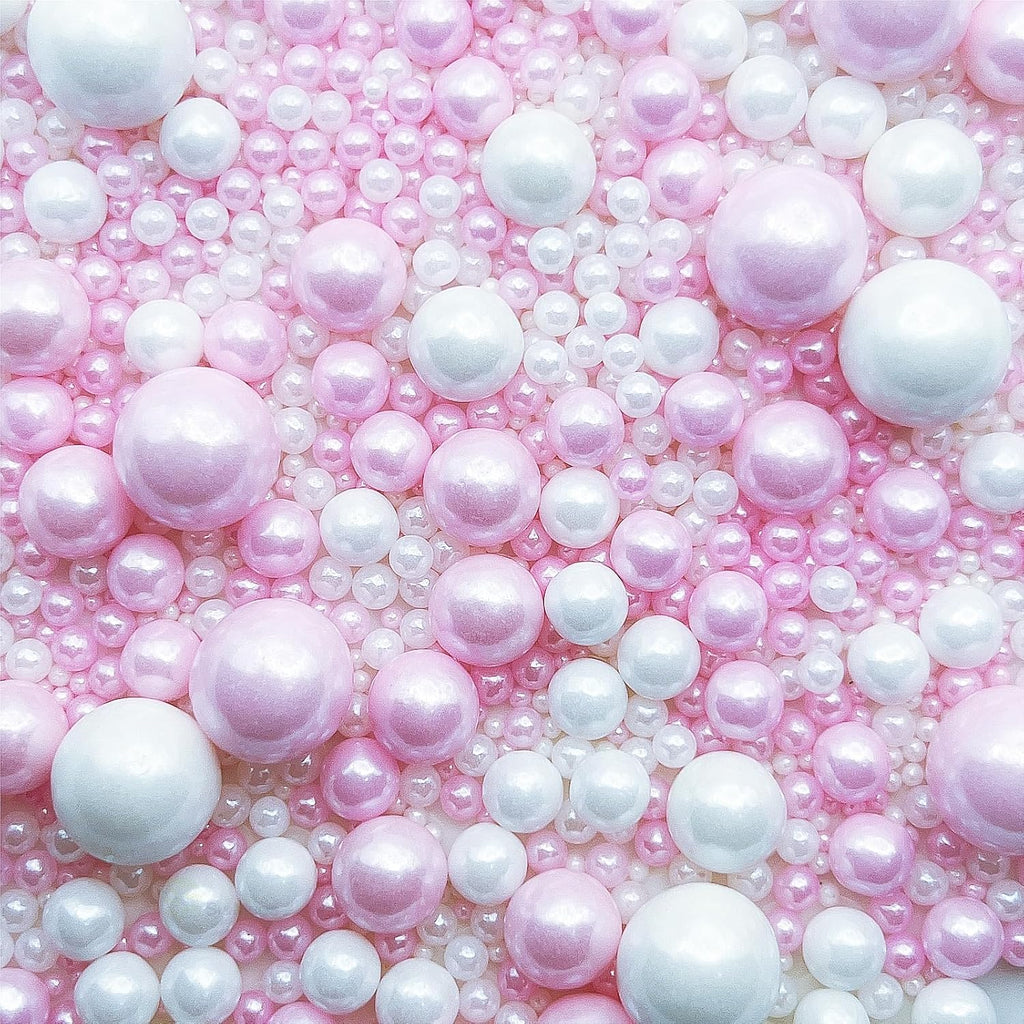 SE Si&Moos White and Pink Pearl Sprinkles for Cake Decorating Valentines Sprinkles Edible Pearl Cake Decorations Pink and White Sprinkles for Cake, Baby Shower Valentine Party Holiday Christmas Supplies 3.5 OZ