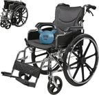 Self-Propelled Wheelchairs for Adults, Foldable Manual Wheelchair with 20"W x 15"D Seat, Wheel chairs for Adults with Dual Locking Brakes & Cushion, 275 Lbs Capacity, 24" Quick Release Wheels, Silver