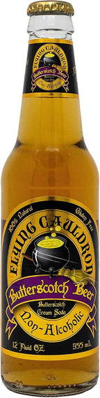 Flying Cauldron Butterscotch Beer, 12 Fl Oz (Pack of 4), Vanilla Cream Soda Brew, All- Natural, Non-Alcoholic and Caffeine free.