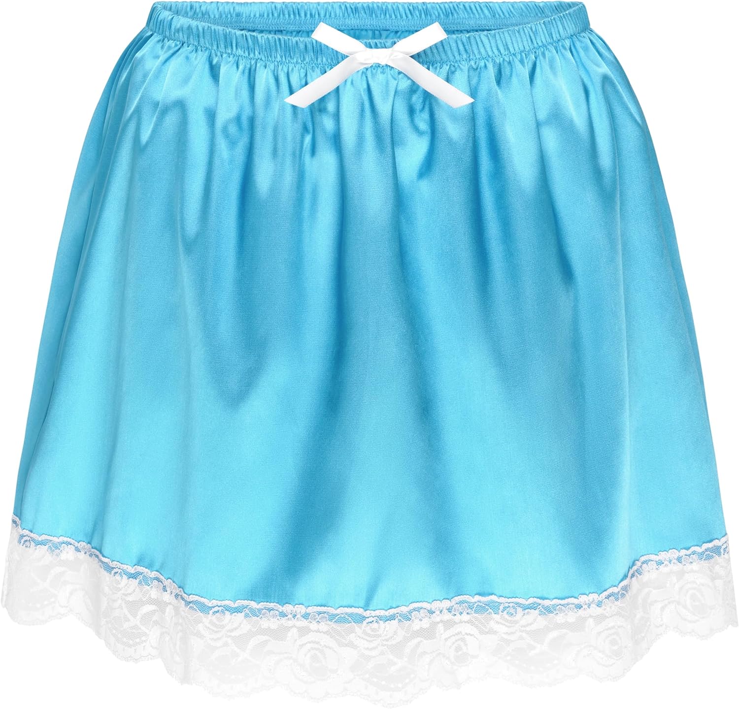 Satini Frilly Lace Sissy Ruffled Silky Satin Half Slip Petticoat Dolly Skirt