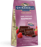 GHIRARDELLI Dark Chocolate Raspberry SQUARES, 5.32 oz Bag Premium Individually Wrapped Chocolate Candy Rich Dark Chocolate with Raspberry Filling