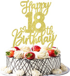 1 PCS Happy 18th Birthday Cake Topper Glitter Cheers to 18 Years Birthday Cake Pick Eighteen Hello 18 Fabulous Cake Decoration for Happy 18th Birthday Anniversary Party Decorations Supplies Gold