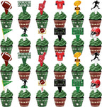 Hooqict 48 Pack Football Cupcake Toppers and Wrappers Football Cupcake Decorations Game Day Sunday Party Supplies for Sports Themed Birthday Party Decorations