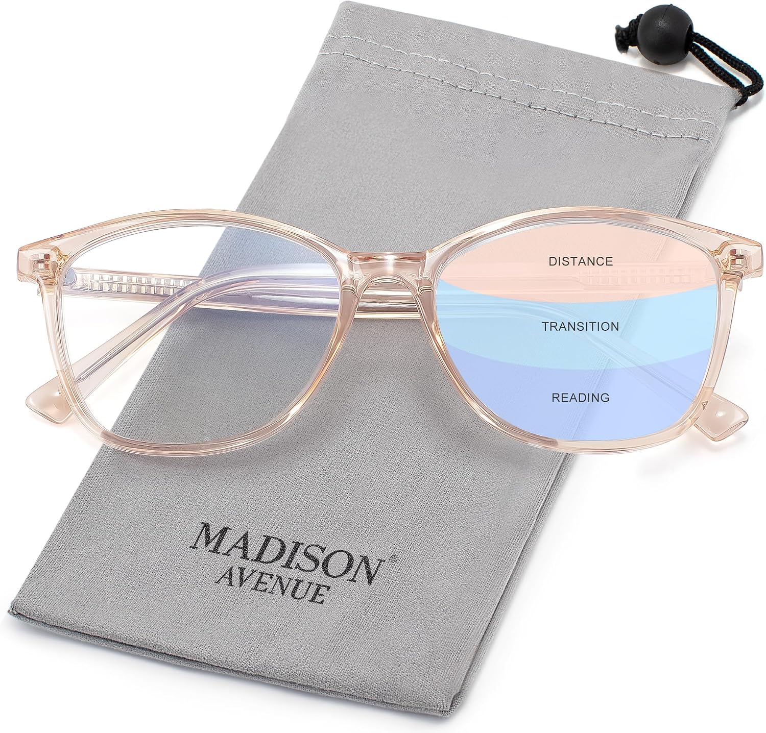 Madison Avenue Vintage TR90 Progressive Multifocus Reading Glasses for Women, Blue Light Multifocal Computer Readers