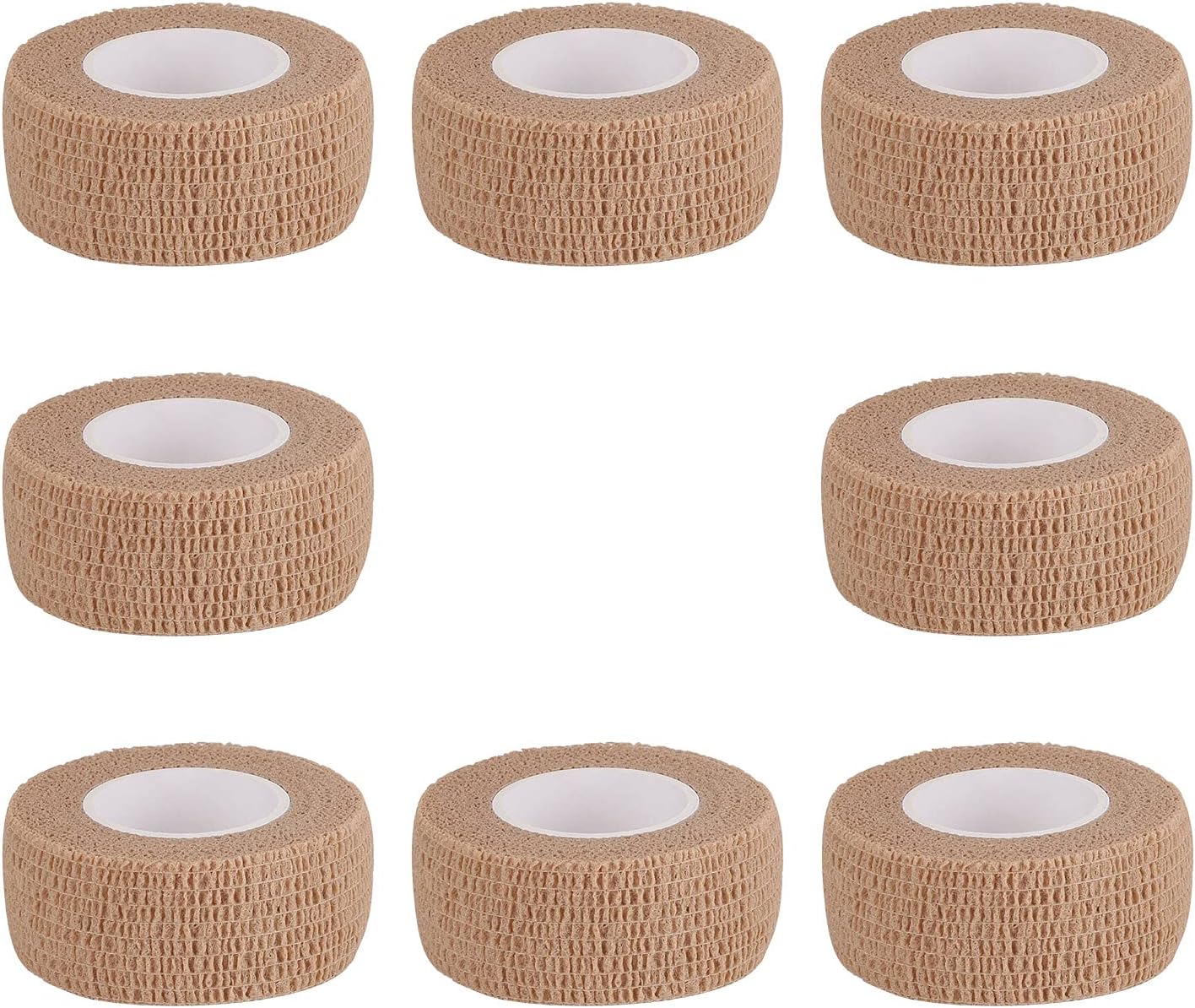 Bandage Wrap 8 Pack 1”x 5 Yards Self Adhesive Bandage Wrap Breathable Cohesive Bandage Wrap Rolls Athletic Elastic Self Adherent Wrap for Sports Injury,Wrist, Knee, Ankle Sprains and Swelling(Beige)