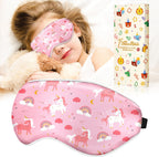 Miss Adola Sleep Mask for Kids - Silk Eye Mask for Sleeping Cute Cartoon Kids Sleep Mask for Boys Girls Teens Soft Smooth Adjustable Straps Silk Kids Eye Cover, PK Rainbow Unicorn
