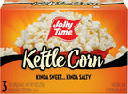 JOLLY TIME Microwave Kettle Corn Sweet & Salty Glazed Gourmet Popcorn (3-Count Box), 9 ounce