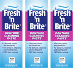 Fresh 'n Brite Denture Cleaning Paste For Dentures, Removable Partial Dentures, Retainers, Mouthguards, Nightguards, Fast Stain Removal, pack of 3, 3.8 oz Tubes