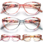 HEEYYOK 4-Pack Blocking Cat Eye Womens Reading Glasses For Small Face,Computer Blue Light readers for women,Ladies Eyeglasses +1.00