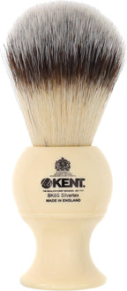 Kent BK8S Shaving Brush with Ultra-Soft Silvertext Synthetic Bristles and Faux Ivory Resin Handle to use with Shave Cream or Soap for a Perfect Lather. Luxury Shaving Since 1777, Made in England
