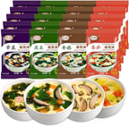 Egg Flower Soup Mix, Vegetable Mix Soup with 4 Flavors (Laver, Spinach, Mushroom, Tomato), 0.3 Ounce (20 Pack)