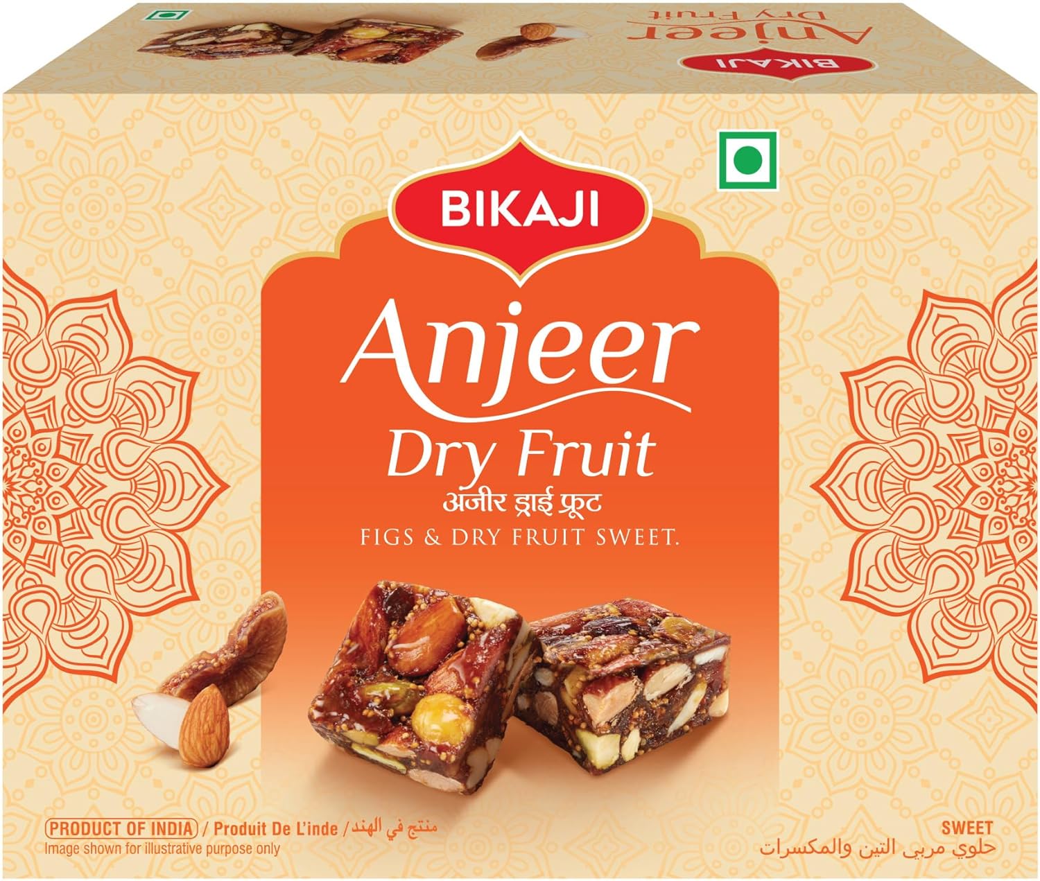 Bikaji Anjeer Dry Fruit Burfi | Halwa 8.81oz (250 g), Traditional Fig Cake and Nut Fudge with Premium Dry Fruits, Authentic Indian Mithai, Soft Rich Sweet Treat, Festive Gifting Dessert