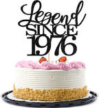 Legend Since 1976 Cake Topper 50th Birthday Happy Birthday Cake Topper Men and Women Cheer 50 Years Old Handmade Black Glitter Cake Decoration (1976)