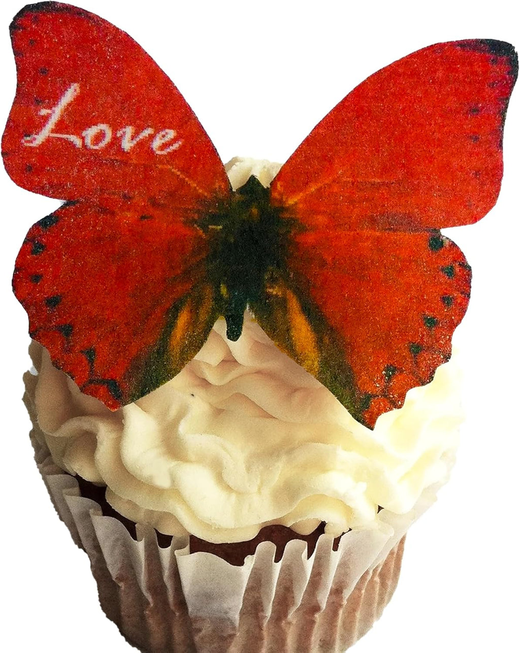 Edible Butterflies Large Size Premium Crafted Made in the USA Cake and Cupcake Toppers, Decoration (Love)