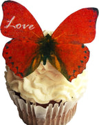 Edible Butterflies Large Size Premium Crafted Made in the USA Cake and Cupcake Toppers, Decoration (Love)
