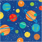 Vibrant Multicolor Blast Off Birthday Beverage Napkins (5" x 5") Pack Of 16 - Unique & Fun Design, Soft & Absorbent Paper Napkins - Perfect For Kids Parties