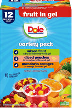 Dole Diced Peaches, Mandarin Oranges, and Mixed Fruit in Gel Variety Pack - Dole Fruit Bowls Snacks - 4.3 oz Fruit Bowls - 12 Pack