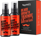 5% Minoxidil Beard Growth Serum for Men: 2-Pack Minoxidil Hair Regrowth Spray with Biotin & Rice Water - Extra Strength Beard Oil for Faster Thicker and Fuller Beard Growth - 4.06 Fl Oz