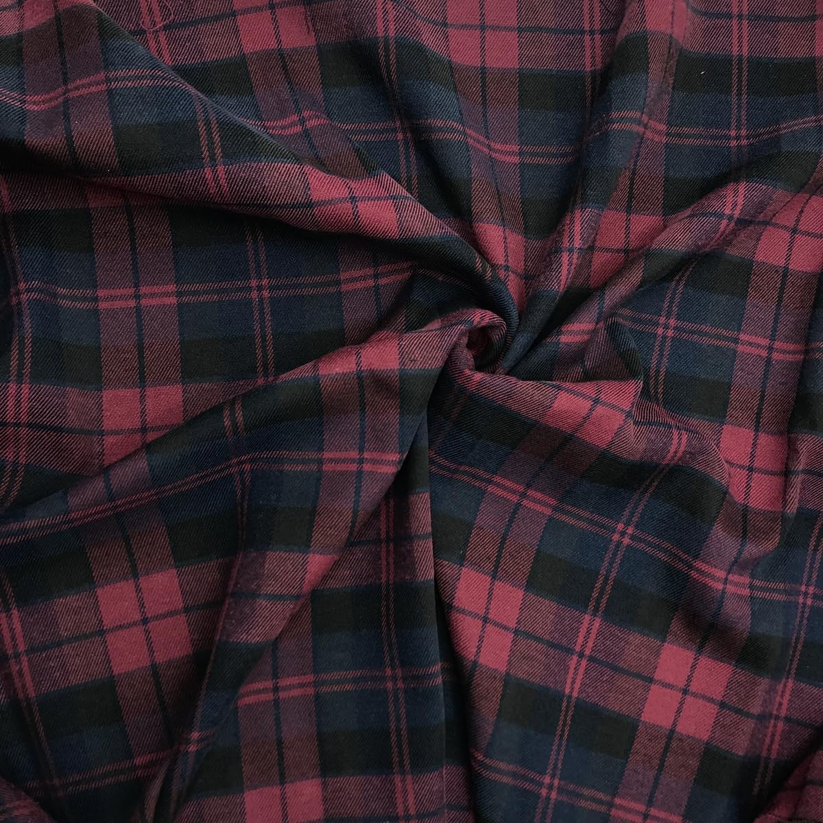 Burgundy Red and Navy Blue Scottish Plaid Fabric for Sewing Highland Kilt Suit 5oz/yd² Polycotton (1 Yard Pre-Cut, 57" Wide)