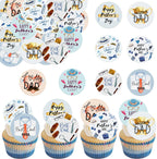 36pcs Edible Happy Father's Day Cupcake Toppers Wafer Paper Happy Fathers Day Cake Toppers Edible Best Dad Ever Cupcake Picks for Father Day Theme Birthday Party Cake Decorations