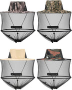 4 Pieces Mosquito Net Hat Mesh Sun Bug Face Hat Cover with Zipper Foldable Fly Protection Net Mesh for Fishing Hiking Gardening, 4 Colors