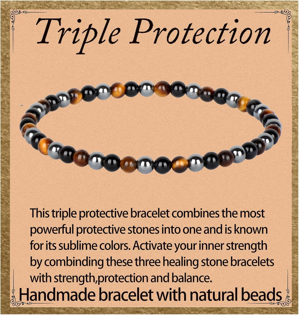 LPBeads Handmade Natural Gemstone Stretch Elastic Bracelet Healing Crystal Round Stone Beads Jewelry Gifts for Women Men