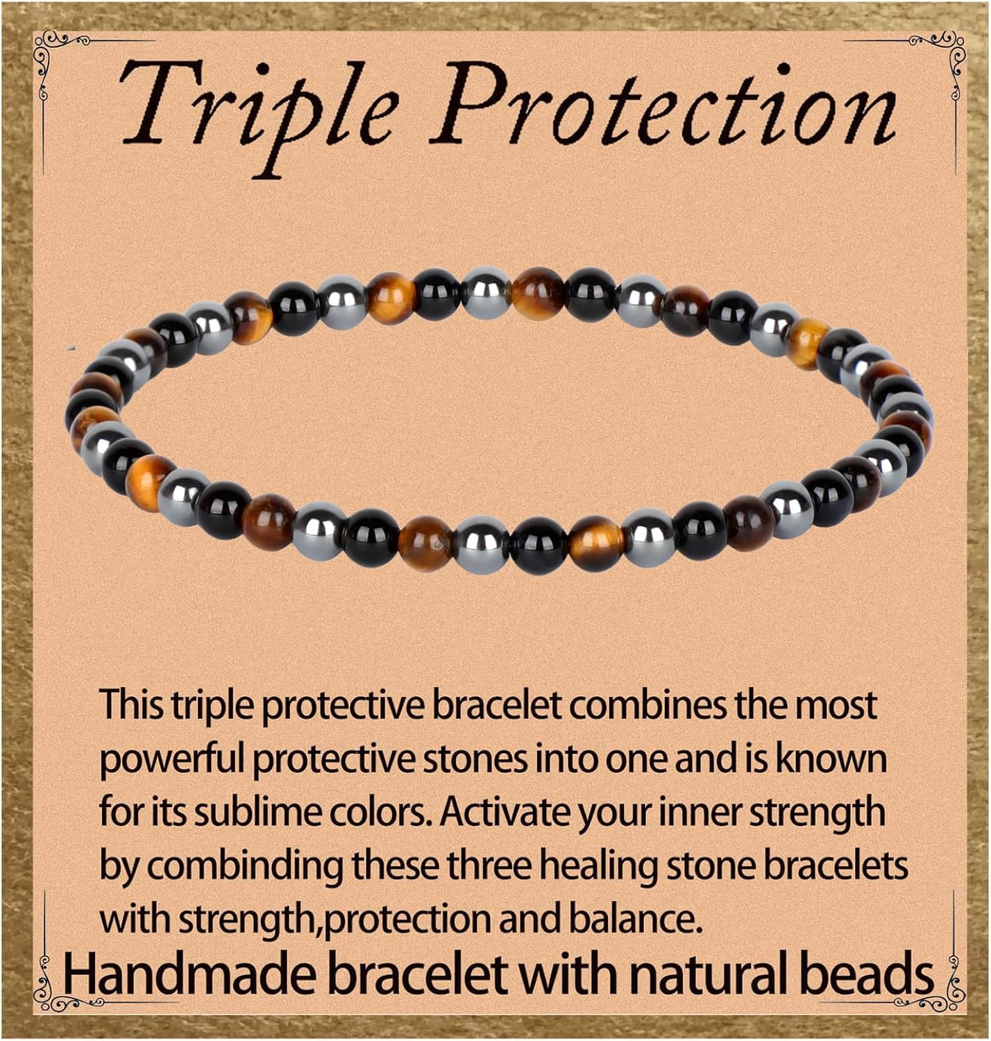 LPBeads Handmade Natural Gemstone Stretch Elastic Bracelet Healing Crystal Round Stone Beads Jewelry Gifts for Women Men