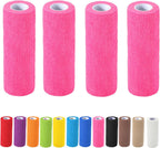 4 Pack Self Adhesive Bandage Wrap, 6 in x 5 Yards Non-Woven Self Adherent Cohesive Bandage, Vet Wrap Wound Tape for Thumb Finger Wrist Knee Ankle, Pink
