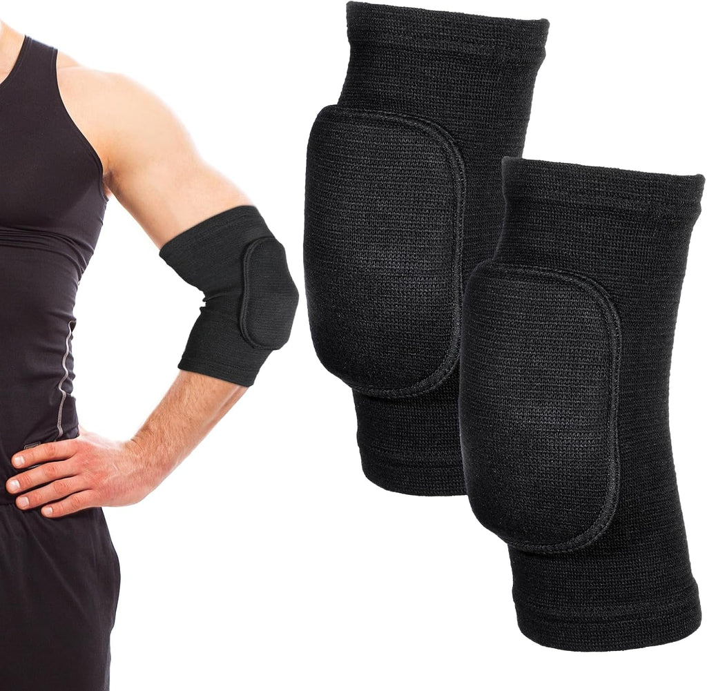 cobee 1 Pair Volleyball Elbow Pads, Arm Brace Ventilate Sport Elbow Protector Strap, Black Elbow Pads Arm Pads With Padded Soft Support Cushion for Men And Women