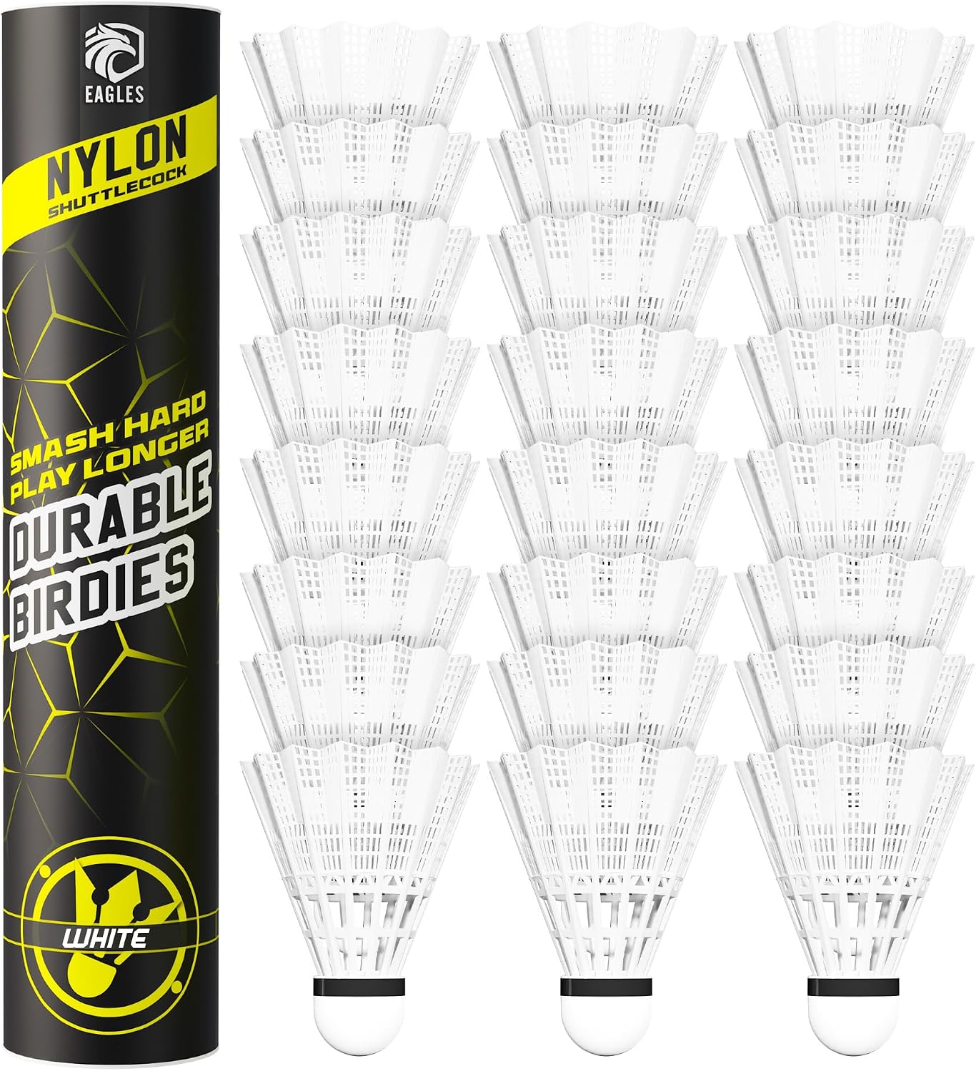 EAGLES Badminton Birdies - Nylon Bedminton Shuttlecocks for Softball/Baseball Batting Training - Highly Stable & Durable 24 Pack, 12 Pack or 6 Pack Shuttle Balls for Indoor and Outdoor Matches